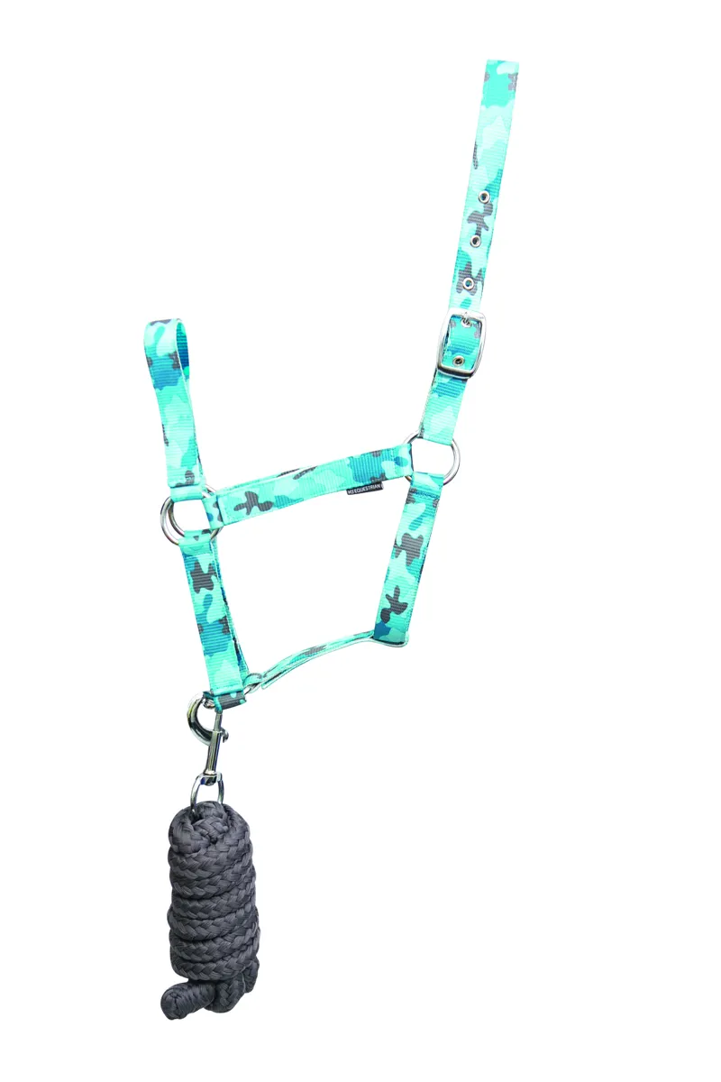 Hy Equestrian DynaForce Head Collar and Lead Rope - Pacific/Grey